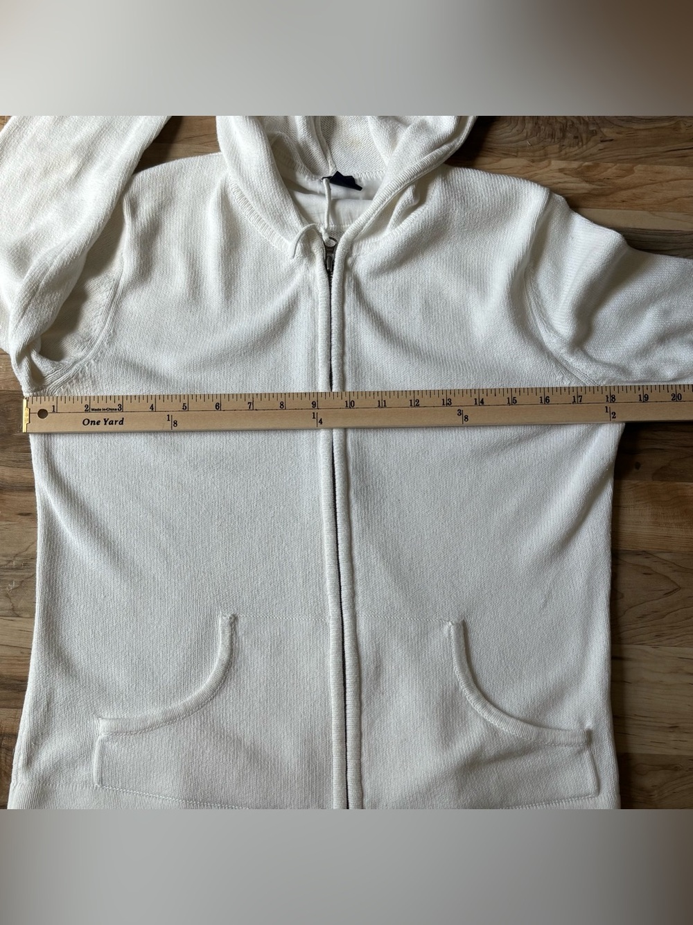 Vintage Y2K GAP Women's White Knit Zip Up Hoodie Sweater L Beachy Coastal - Picture 10 of 16